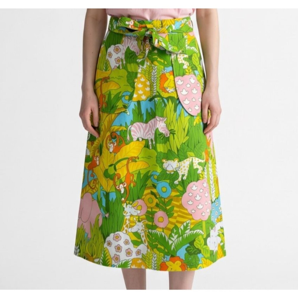 Lady Look Palm Beach 70s USA Wrap Skirt Chipp Jungle Print Zoo Animals Vintage